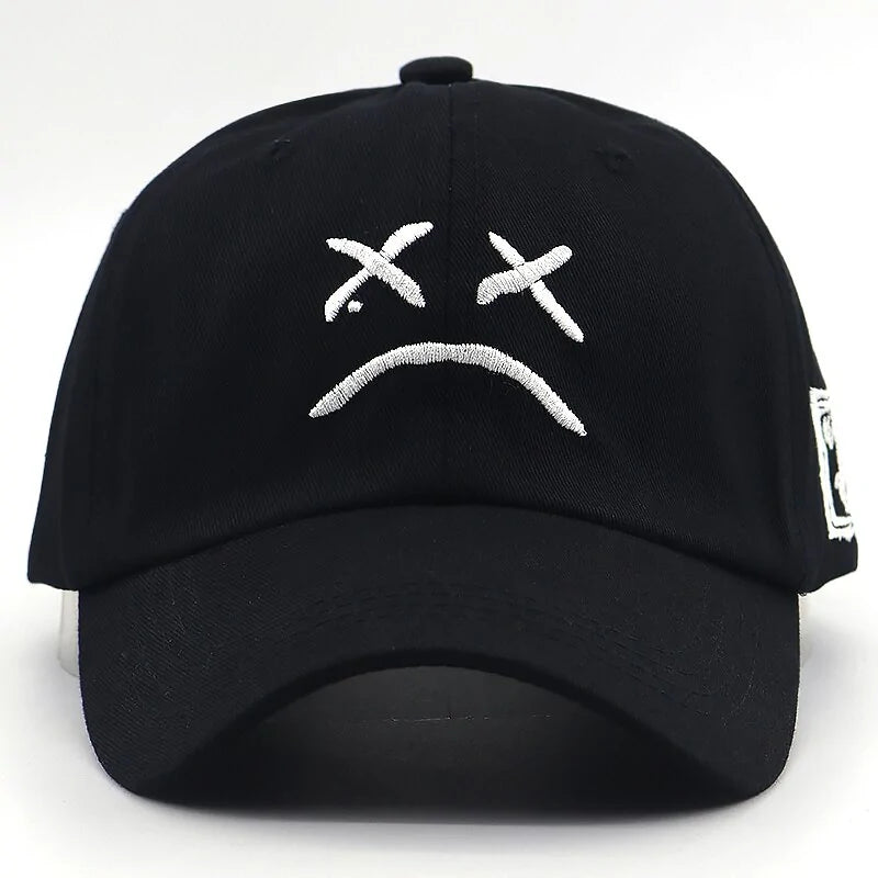 Sad Face Embroidered Adjustable Baseball Cap