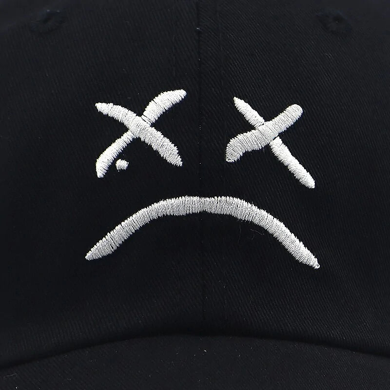 Sad Face Embroidered Adjustable Baseball Cap