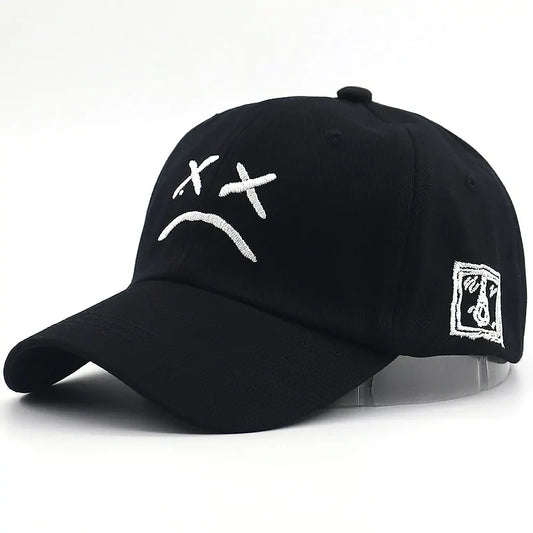 Sad Face Embroidered Adjustable Baseball Cap