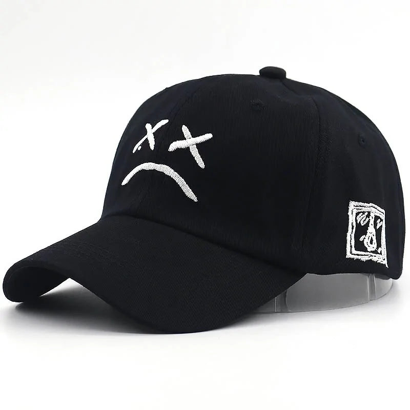 Sad Face Embroidered Adjustable Baseball Cap